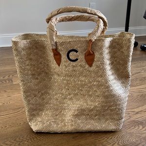 Mark & Graham Palm Leaf Tote Large Natural “C”